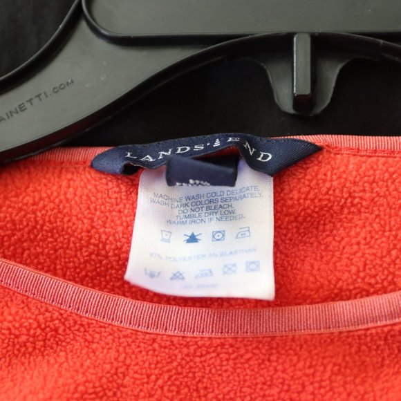 Lands' End Orange Polartec Knit Pullover Crew Neck Fleece Size L 14-16 - Picture 3 of 3